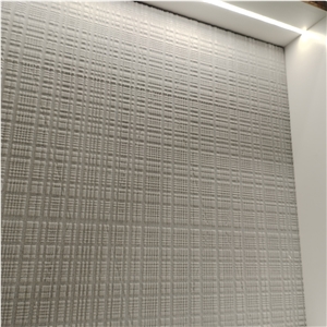 Natural Tesla Grey Marble CNC Carving Square Tiles For Wall