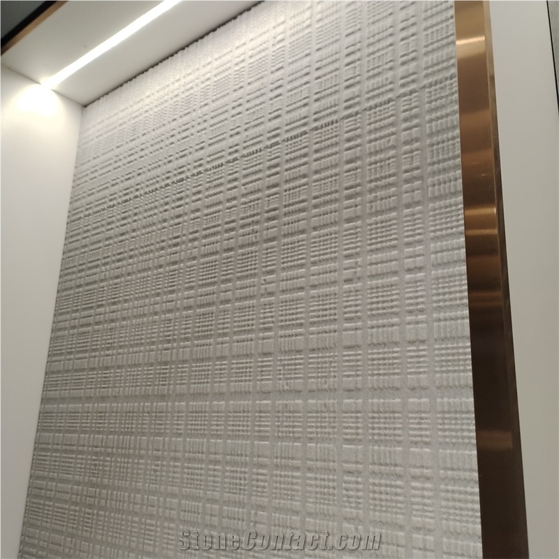 Natural Tesla Grey Marble CNC Carving Square Tiles For Wall