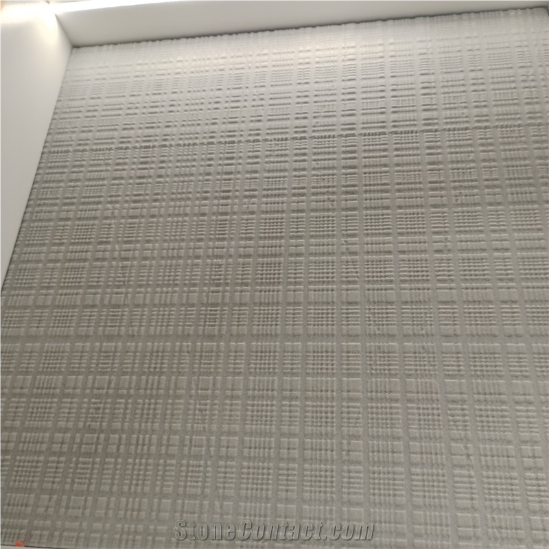 Natural Tesla Grey Marble CNC Carving Square Tiles For Wall