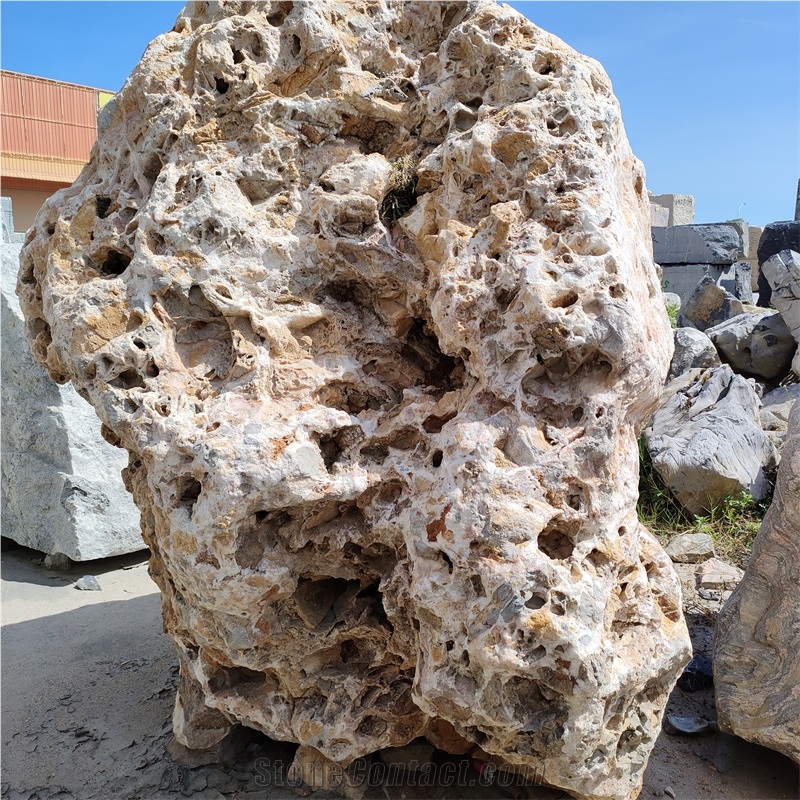 Red Coralline Taihu Lake Stone For Design Garden