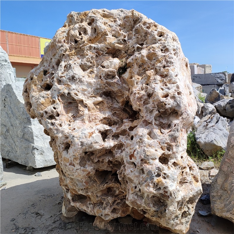 Red Coralline Taihu Lake Stone For Design Garden