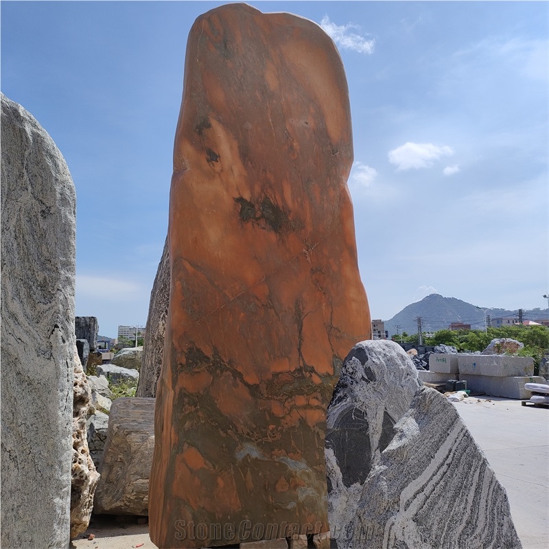 Red Landscape Stone Boulder For Decoration Garden Stone