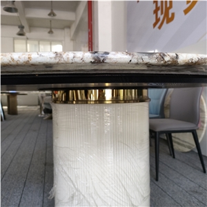 White  Pandora Granite For Dinning Table Round Table Top