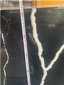 Black Calacatta White Vein Quartz Surface Polished Slabs