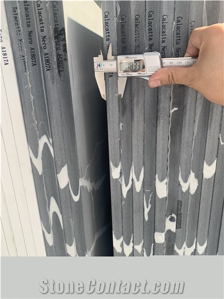 Black Calacatta White Vein Quartz Surface Polished Slabs