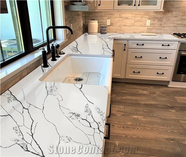 Calacatta Laza Black And White Quartz Stone High Quality
