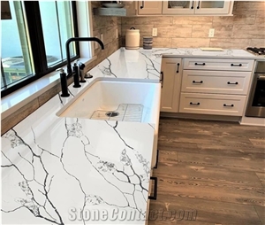Calacatta Laza Black And White Quartz Stone High Quality