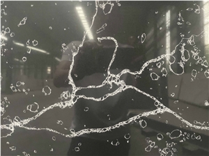 Polished Quartz Slabs Black Calacatta Vein Stone