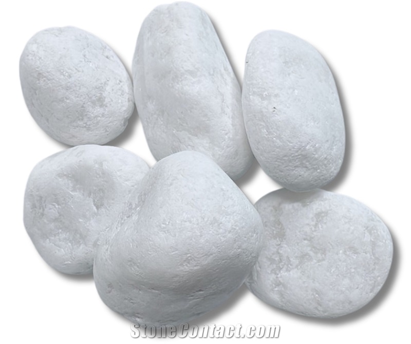 Snow White Pebbles For Garden Landscape Customized Size