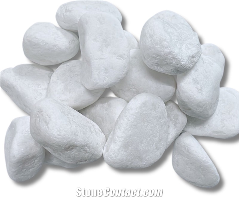 Snow White Pebbles For Garden Landscape Customized Size