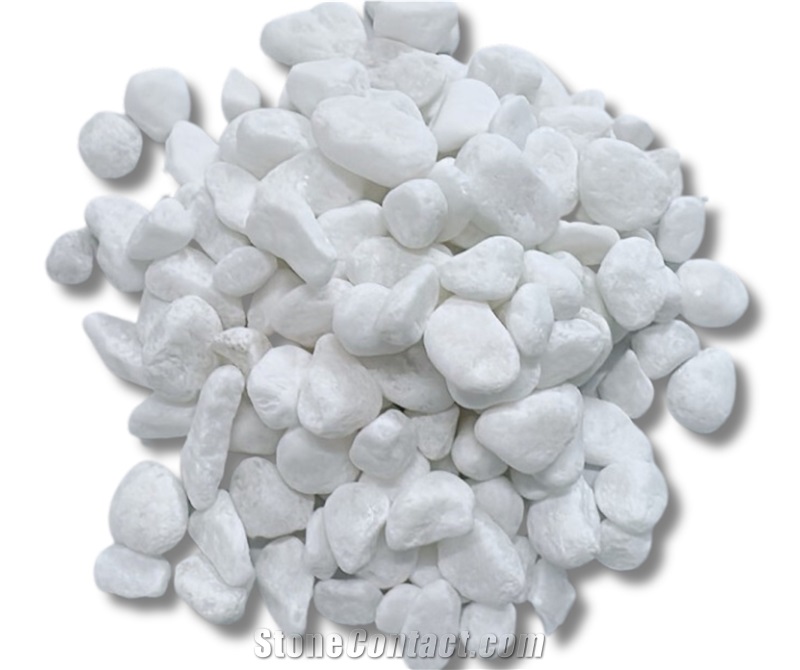 Snow White Pebbles For Garden Landscape Customized Size