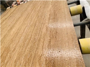 Beige Travertine Slabs Leathered Finished Classic Travertine