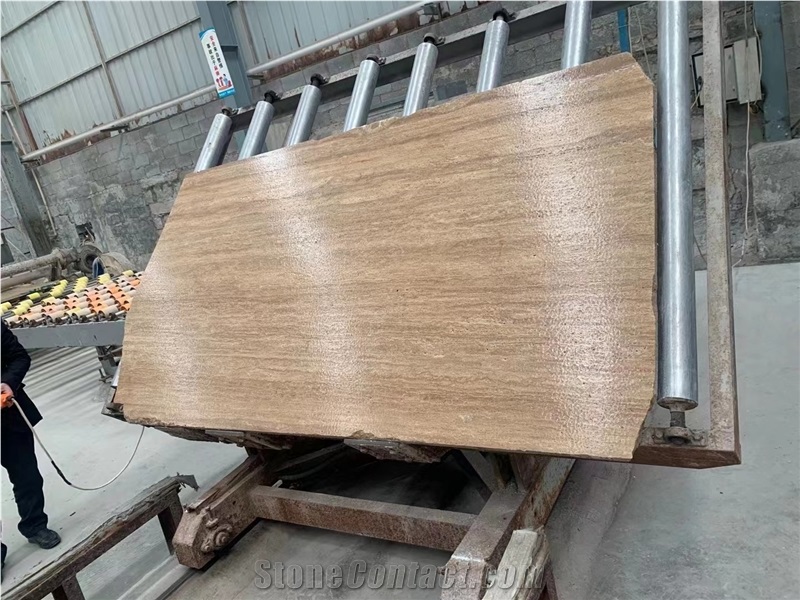 Beige Travertine Slabs Leathered Finished Classic Travertine