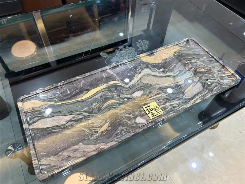 Circle Stone Dishes Marble Calacatta Cipollino Tea Trays