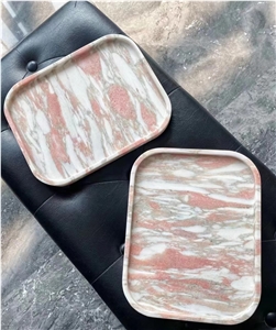 Marble Kitchen Accessories Stone Norwegian Rose Tray Pleates