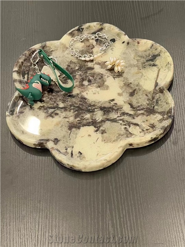Marble Kitchen Accessories Stone Norwegian Rose Tray Pleates