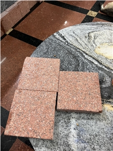 VN Red Granite Flamed Cobblestone, Pavers, Cubestone
