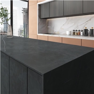 Armani Dark Grey Sintered Stone Slab Glossy Dry Grain