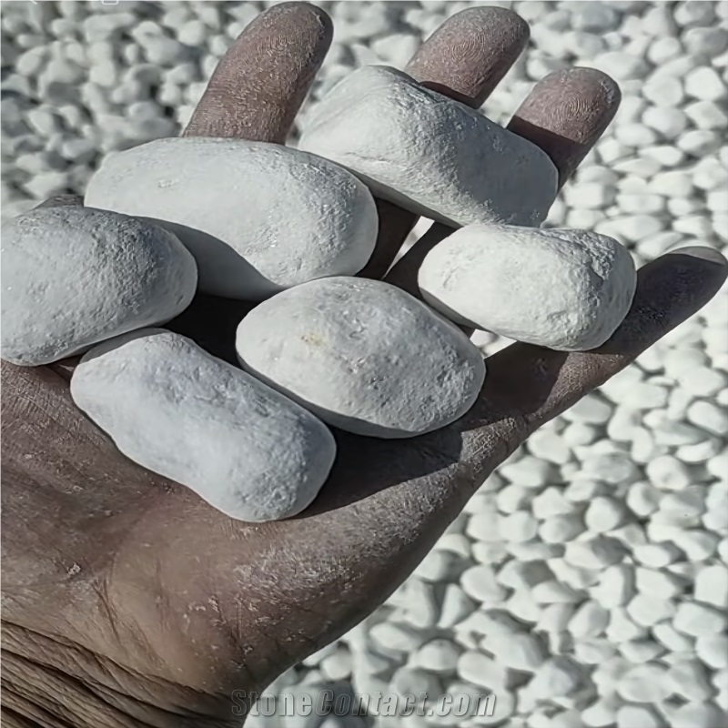 High Gloss White Walkway Washed Pebble Stone