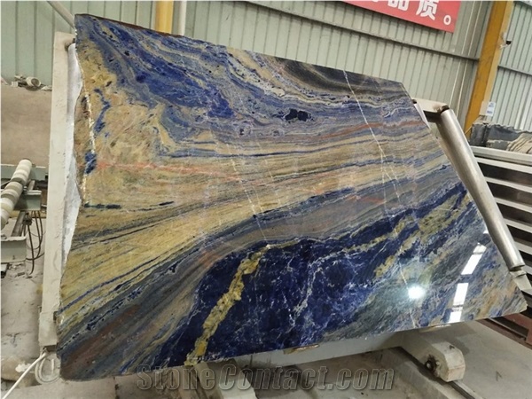 Polished Sodalite Blue Granite Small Slabs, 1.8 Thick