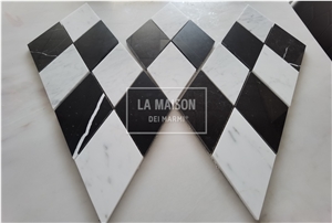 Carrara&Nero Marquina Natural Marble Customized Mosaic Tiles
