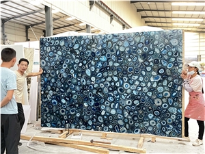 Blue Agate Slab,Backlit Semi Precious Slab