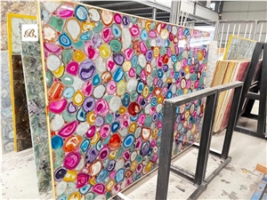 Colorful Agate Wall,Semi Precious Tiles,Gemstone Slab