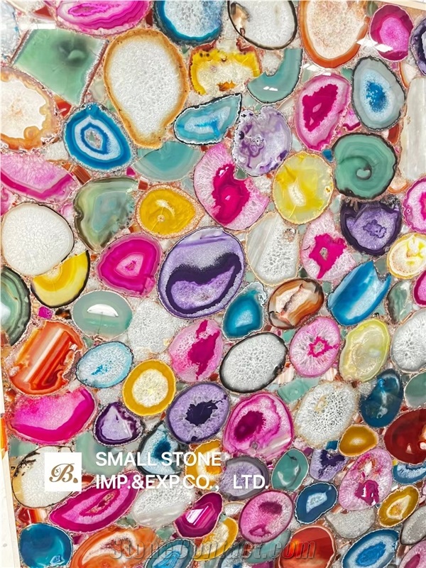 Colorful Agate Wall,Semi Precious Tiles,Gemstone Slab