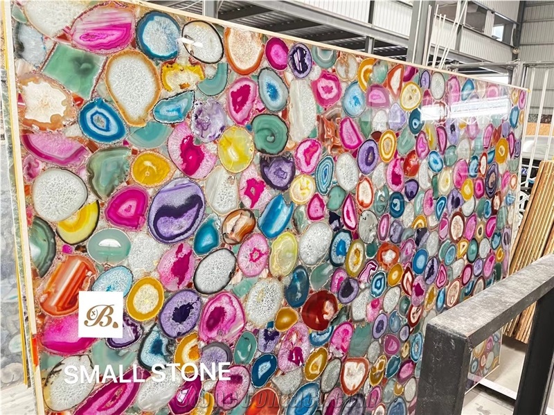Colorful Agate Wall,Semi Precious Tiles,Gemstone Slab