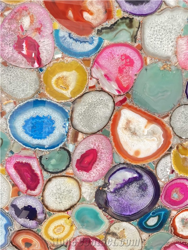 Colorful Agate Wall,Semi Precious Tiles,Gemstone Slab