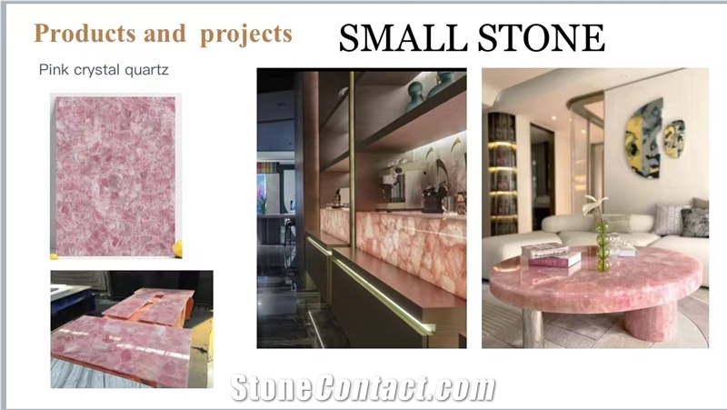 Rose Crystal Quartz Gem Stone Restaurant Table,Cafe Table