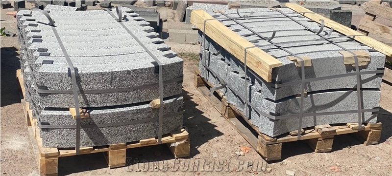 Light Grey Granite Curved Kerbstone