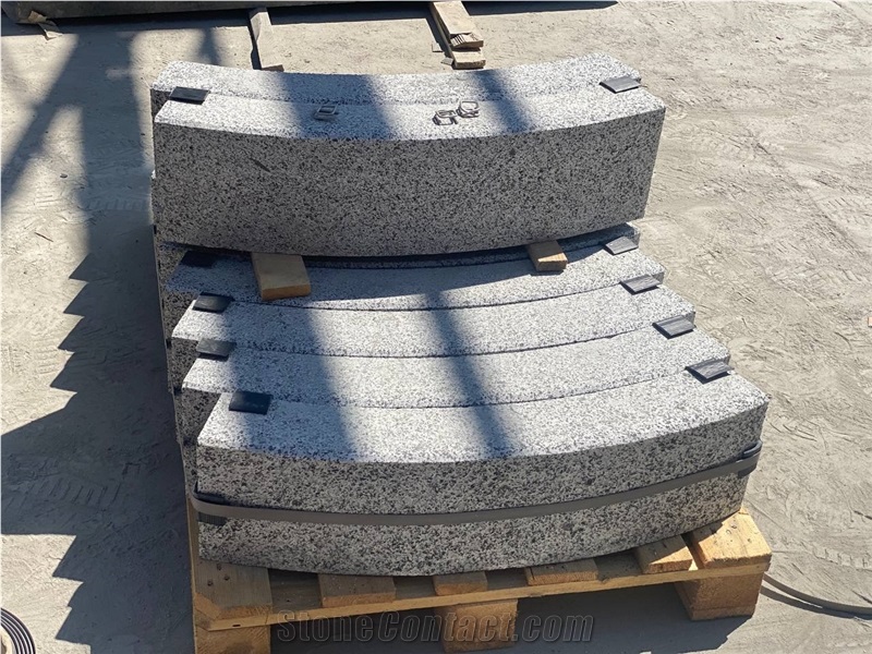 Light Grey Granite Curved Kerbstone