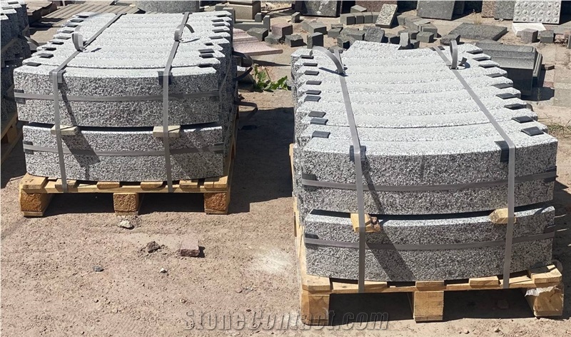 Light Grey Granite Curved Kerbstone