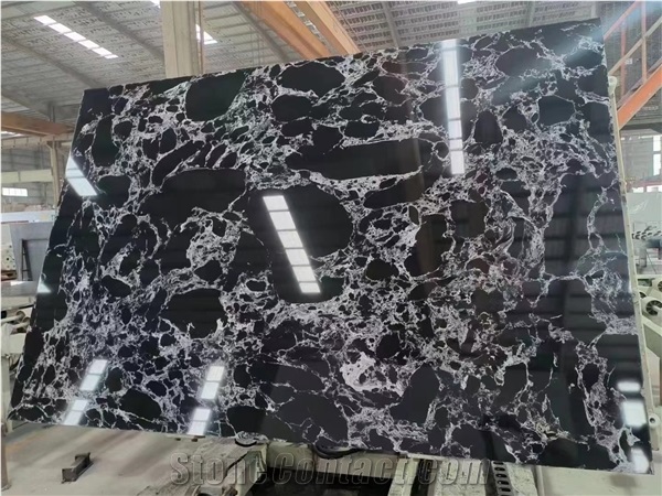 Nepoleon Black Artificial Marble,Black Engineered Slabs,Optimustone