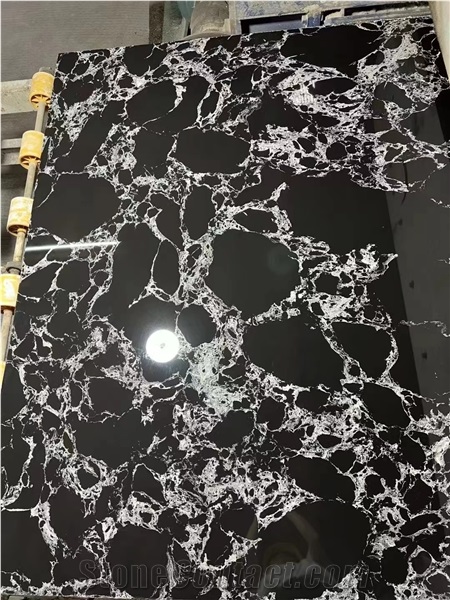 Nepoleon Black Artificial Marble,Black Engineered Slabs,Optimustone
