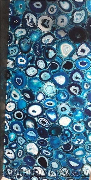 Polished Backlit Semiprecious Stone,Optimustone Blue Agate