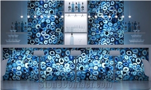 Polished Backlit Semiprecious Stone,Optimustone Blue Agate