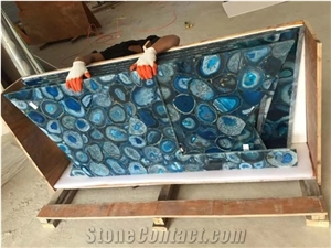 Polished Backlit Semiprecious Stone,Optimustone Blue Agate