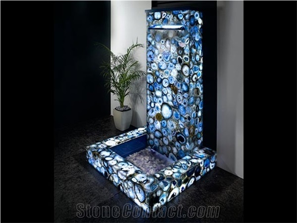 Polished Backlit Semiprecious Stone,Optimustone Blue Agate