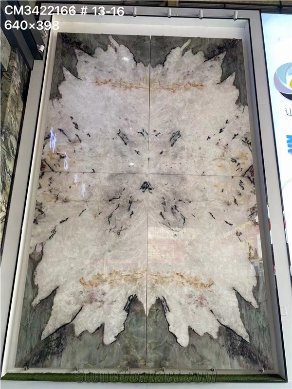 Ice Jade White Cristallo Quartzite Slab,Translucent White