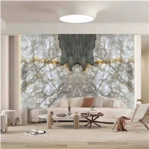 White Translucent Slab,Optimustone Cristallo Tiffany Blue Quartzite Slabs