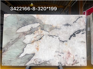 White Translucent Slab,Optimustone Cristallo Tiffany Blue Quartzite Slabs