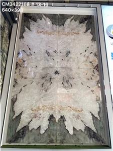White Translucent Slab,Optimustone Cristallo Tiffany Blue Quartzite Slabs