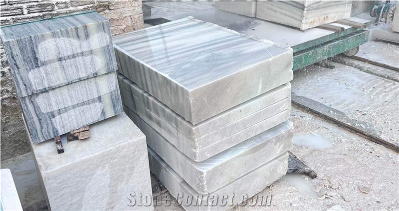 Vietnam Cyan Hill Crystal White Marble Blocks