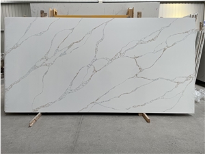 M432 Calacatta Cascade Gold Veining Quartz, Engineered Stone Popular