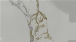 M432 Calacatta Cascade Gold Veining Quartz, Engineered Stone Popular
