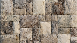 Split Face And Tumbled Silver Travertine Wall Mosaic Tiles
