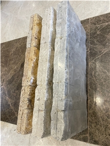 Split Face And Tumbled Silver Travertine Wall Mosaic Tiles