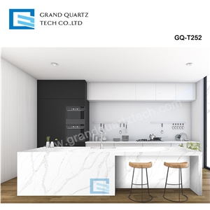 Calacatta Quartz Countertops White Surface GQ-T252